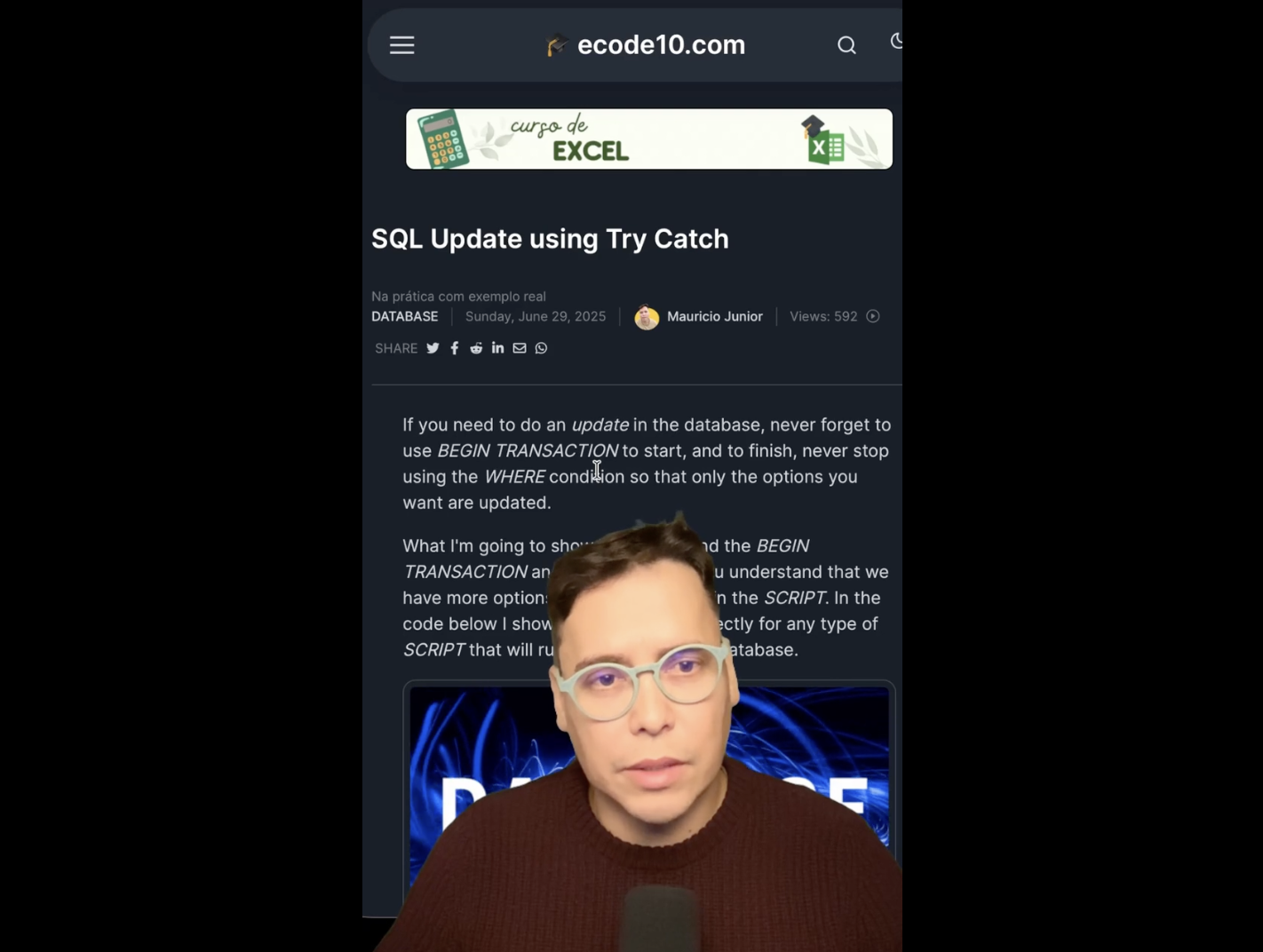 Short: SQL Update using begin try and begin transaction