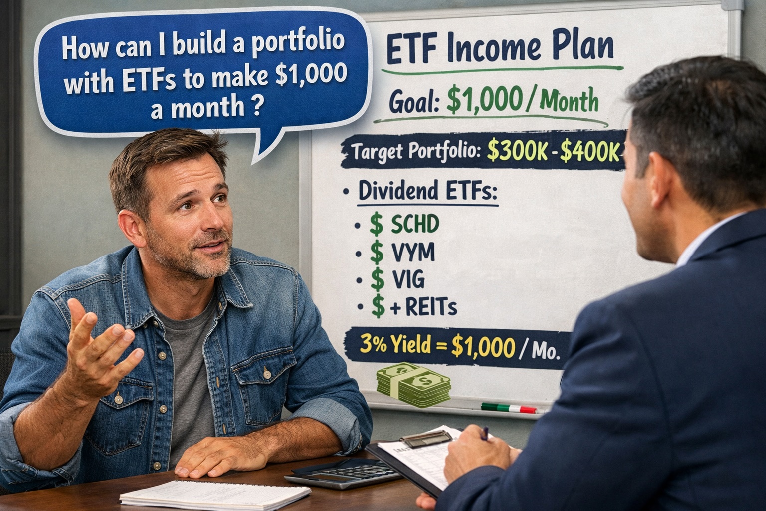How to create a portfolio to make $1000 a month investing in ETFs?